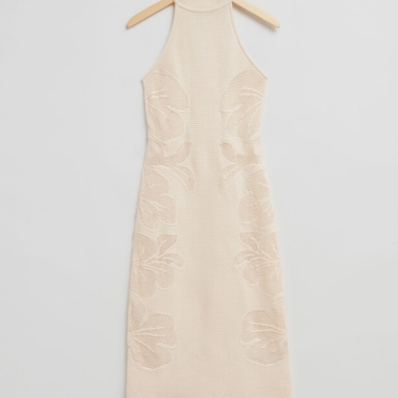 And Other Stories Dresses & Skirts - And other stories Floral Pointelle-Knit Halterneck Dress NWOT